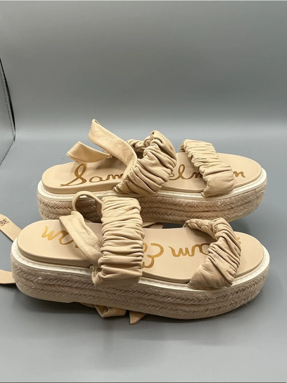 Sam Edelman Womens Kerin Platform Sandals, sand, ankle wrap, size 6
